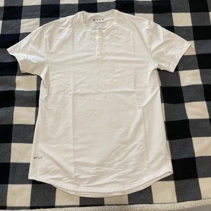 BYLT Drop Cut Henley Short Sleeve White Large